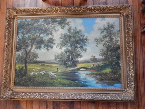B M Brown Large 44 X 32 Framed Oil Painting On Framed Oil Painting