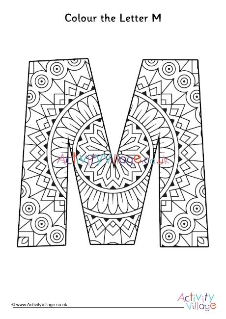 We have collected 40+ letter coloring page for adults images of various designs for you to color. Letter M Mandala Colouring Page