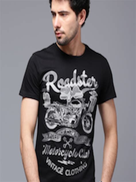 Buy Roadster Black Printed T Shirt Tshirts For Men 1148644 Myntra