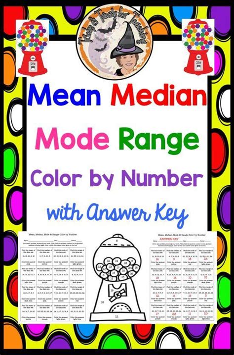 Mean Median Mode Range Color By Numbers Worksheet