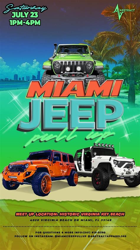 Miami Jeep Pull Up Historic Virginia Key Beach Park Miami July 23
