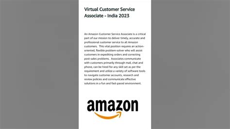 Amazon Virtual Customer Service Jobs || Amazon Permanent Roles - YouTube