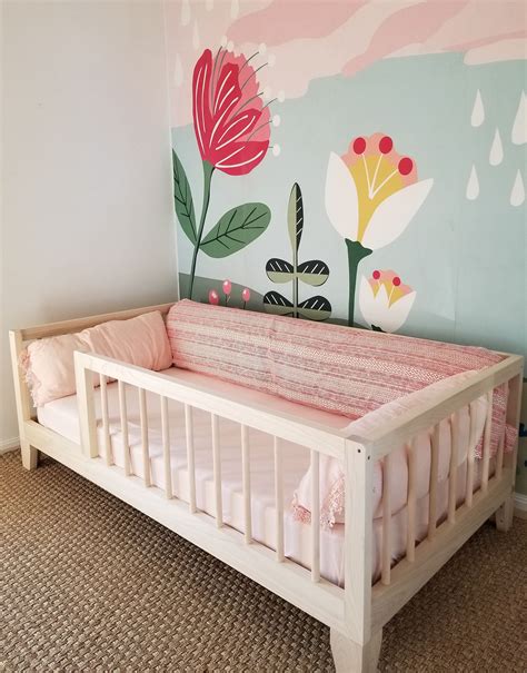 Build bed rails for your toddler. Montessori Convertible Floor to Raised Bed With Rails Twin ...