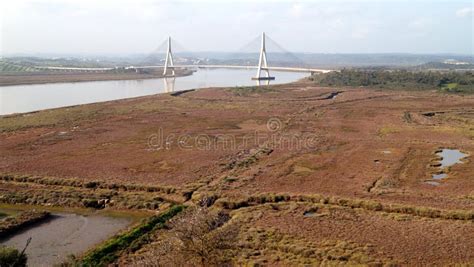 Ayamonte Bridge Over The Guadiana River Between Spain And Portugal
