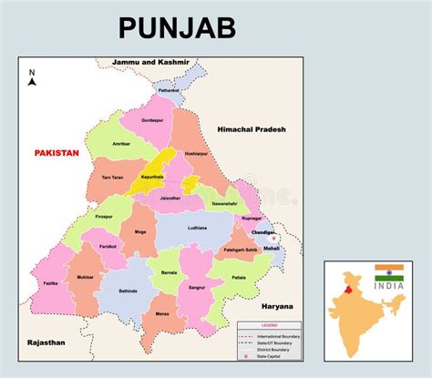 Punjab Map Political And Administrative Map Of Punjab With Districts