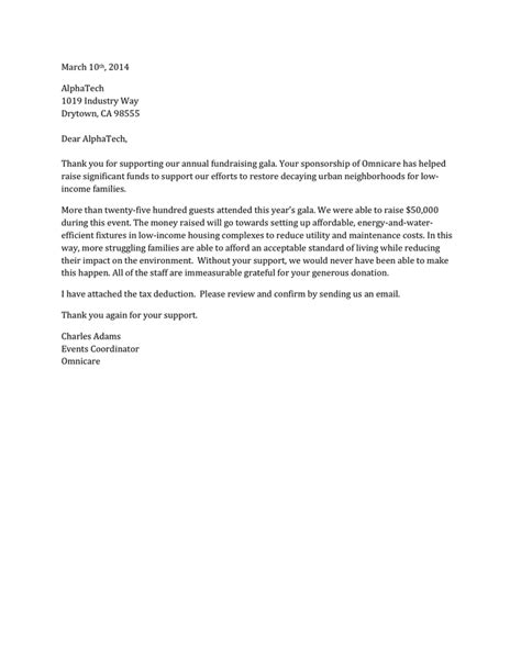 Example Thank You Letter For Donation In Word And Pdf Formats