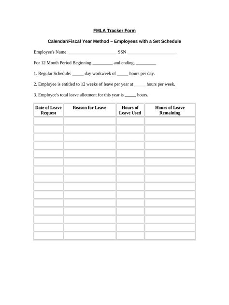 Free Fmla Tracking Spreadsheet Template Fill Out Sign Online DocHub