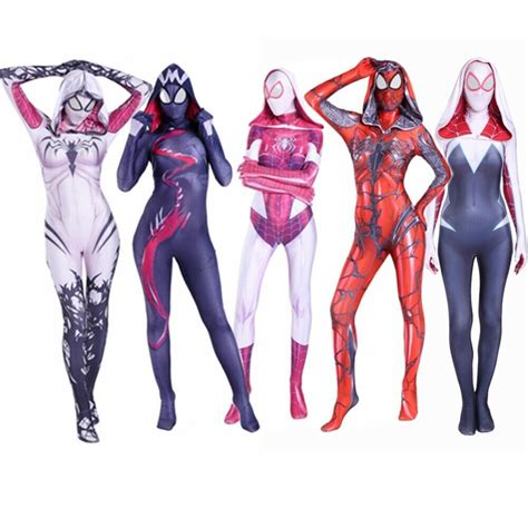 Spider Gwen Stacy Costume Venom Cosplay Girl Women Spiderman Jumpsuit