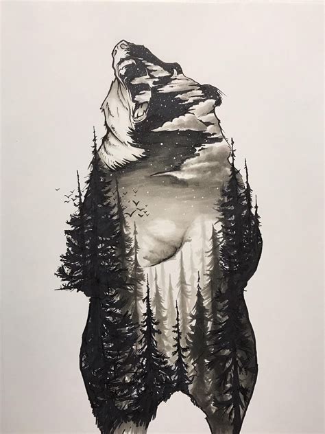 In the night Micron 1080x1080px Forest Tattoo Sleeve, Nature Tattoo