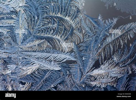 Ice Snow Crystal Frost Pattern On Window Winter Stock Photo Alamy