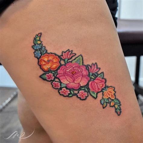 Mexican Tattooist Creates Embroidery Tattoos Inspired By Her Culture