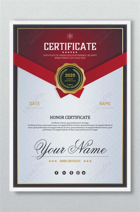 Certificado De Honor Diseño Rojo Descarga Plantilla De Diseño Psd