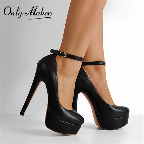 onlymaker women platform mary jane pumps ankle strap stiletto high heels dress buckle shoes