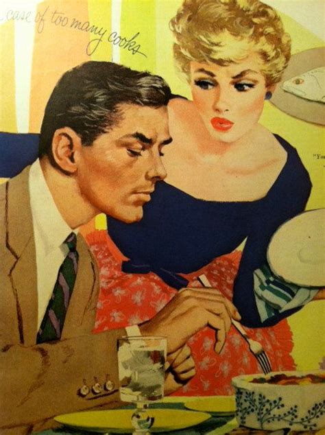 Vintage 1950s Romance Illustration Man Woman Yellow Vintage Etsy