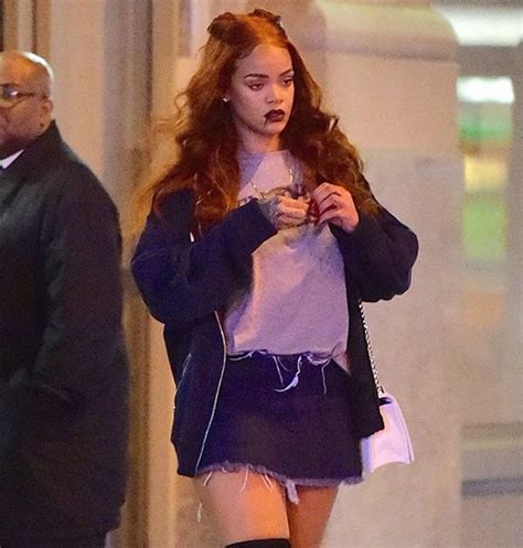 Late Night Stroll Rihanna And Her Fiery Orange Hair Hit The Studio In