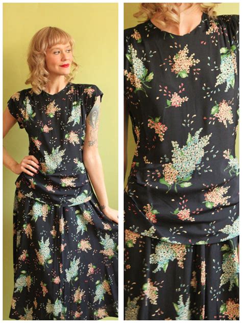 1940s Dress Flourishing Freesia Silk Dress Vintage 40s Etsy