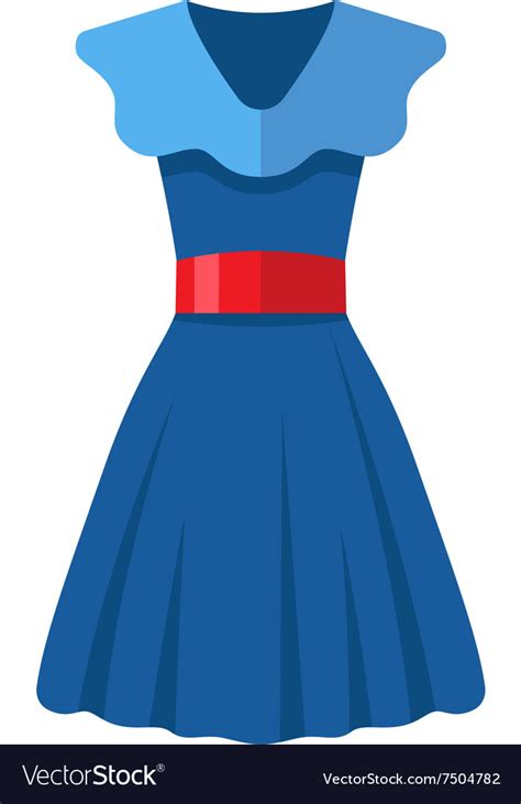 Flat Design Blue Women Dress Royalty Free Vector Image