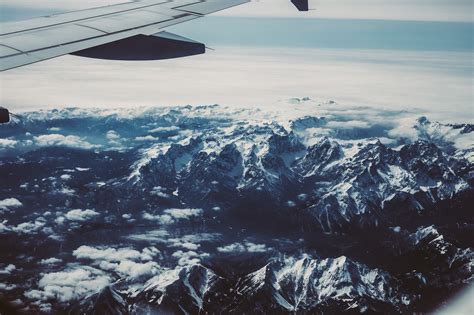 Wallpaper Mountains Sky Snow Winter Clouds Airplane Aerial View