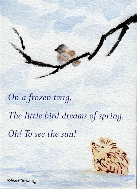 Dreaming of Spring - Hedgehog Haiku 5 by Kerry Hartjen | Haiku poems