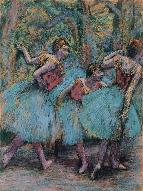 Degas Edgar Three Dancers Blue Tutus Red Bodices Fine Art Print