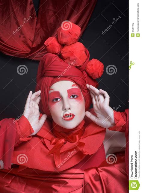 Woman In Red Stock Photo Image Of Cosmetics Human 37758472