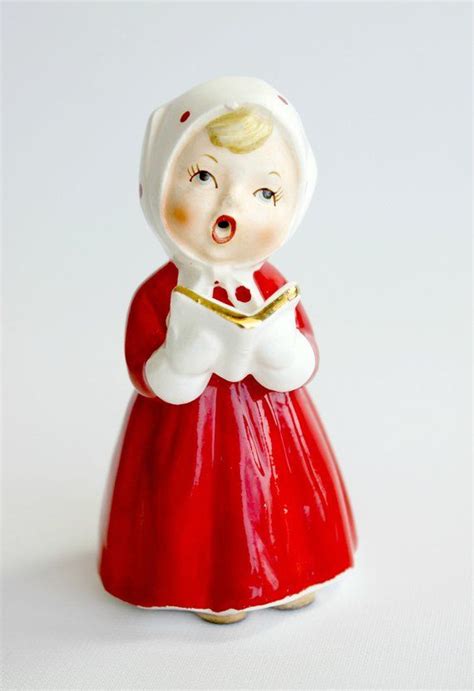 Vintage Christmas Caroler Figurine Girl Singer Made In Japan Etsy