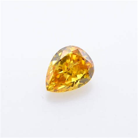 029 Carat Fancy Intense Yellowish Orange Diamond Pear