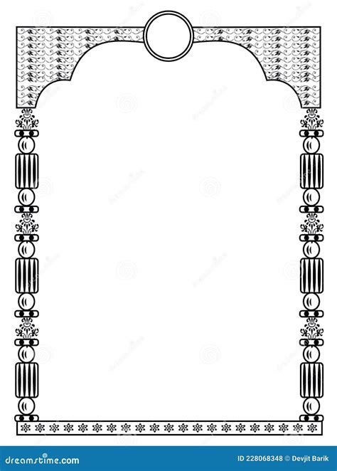 Black Ornamental Square Vintage Decorative Frame For Hindu Religion And Weddings With Isolated