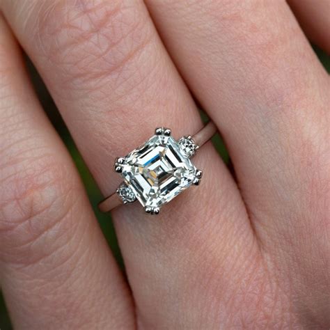 Buy 200ct Asscher Cut Moissanite Engagement Ring In 925 Silverthree