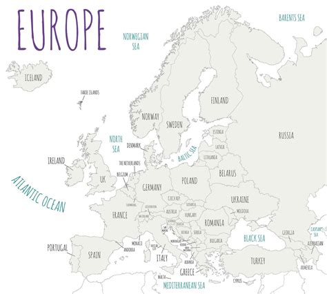 Political Europe Map Vector Illustration Isolated In White Background