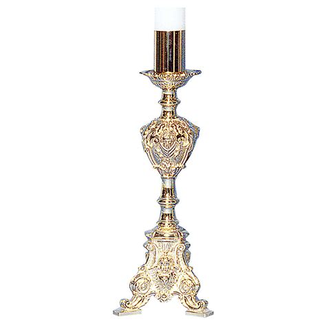 Base Porta Cirio Pascual 72 cm latón fundido dorado estilo barroco