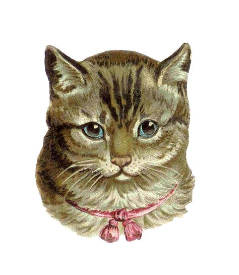 Antique Images Vintage Cat Clip Art Victorian Die Cut Of Tabby Cat