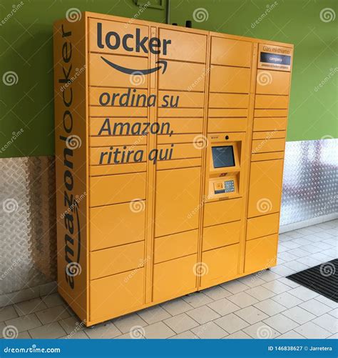 Yellow Amazon Delivery Locker. Editorial Photography - Image of