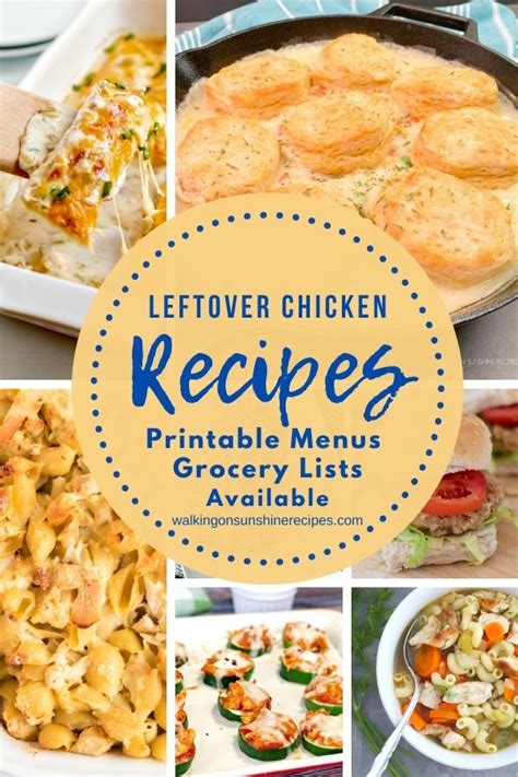 Vegetarian theme dinner meatless monday taco tuesday fish friday. Leftover Chicken Recipes Meal Plan | Walking on Sunshine ...
