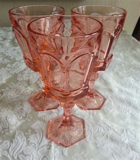 Stunning Pink Depression Glass Goblets Etsy