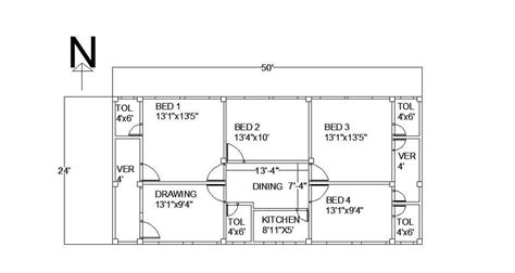 Civil Engineering A 50x24 Home Floor Plan Of A Tinshed Home