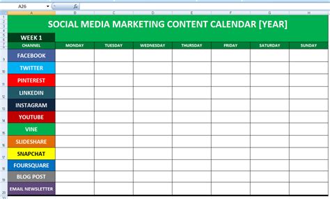 Social Media Calender Template Excel 2014 Editorial Planner For