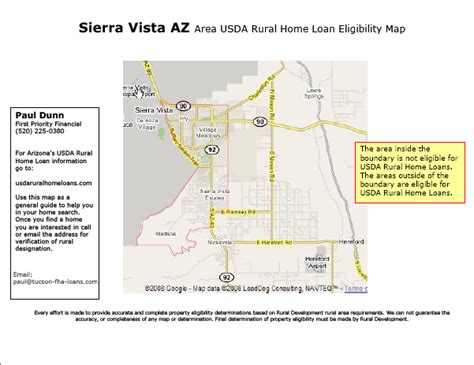 Usda Rural Development Guaranteed Home Loan Map For Sierra Vista