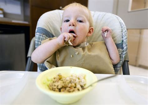 Your baby sits up with support. Hold the pablum: Give that baby some meat, new Canadian ...