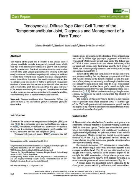 Pdf Tenosynovial Diffuse Type Giant Cell Tumor Of The