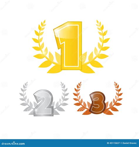 First Second And Third Place Vector Icons Set Stock Vector Image