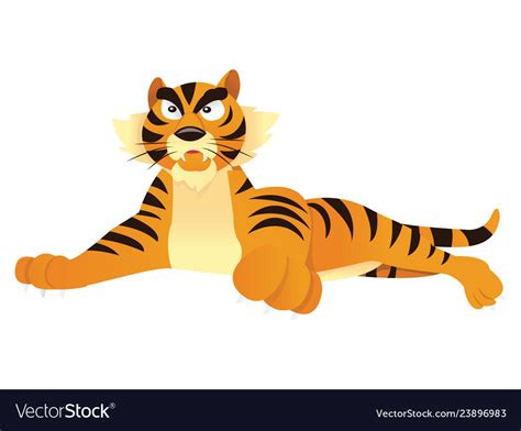 Cartoon Tiger Lying Down Royalty Free Vector Image