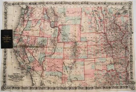 Colton Antique Folding Map Western United States 1876