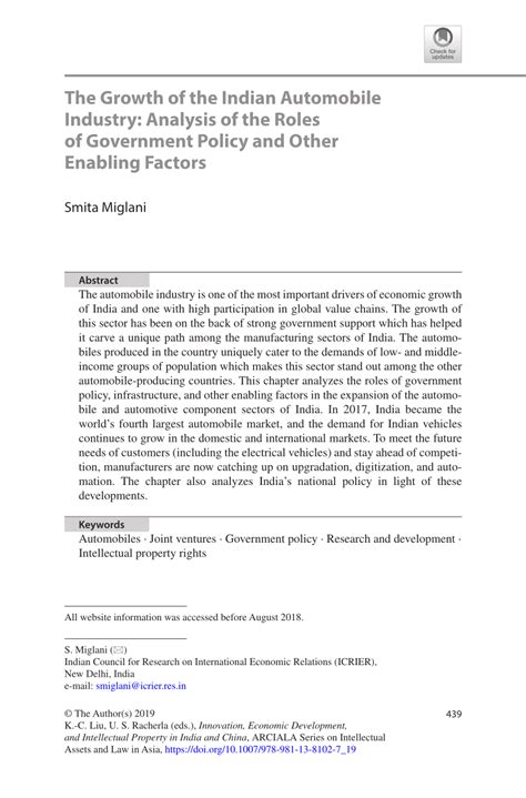 Failed in industrial upgrading and aiming to analyse industrial policy and processes in a developing countr y like malaysia. (PDF) The Growth of the Indian Automobile Industry ...