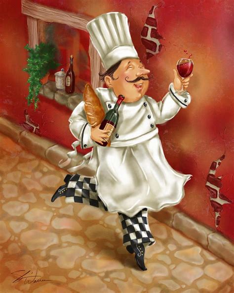 Chefs With Wine I By Shari Warren Cartoon Chef Chef Pictures Mosaic Diy