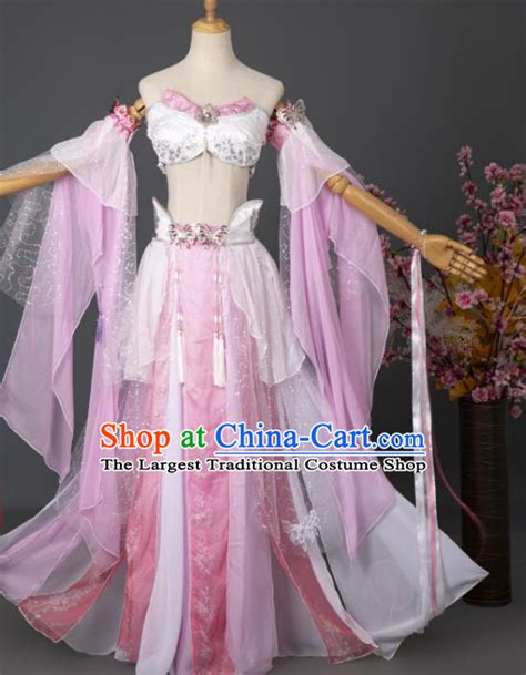 chinese ancient goddess pink clothing love between fairy and devil xiao lan hua garment costumes