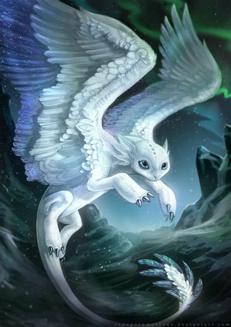 Dragon White Feathers Dragons Mythical Creatures Art Mythological