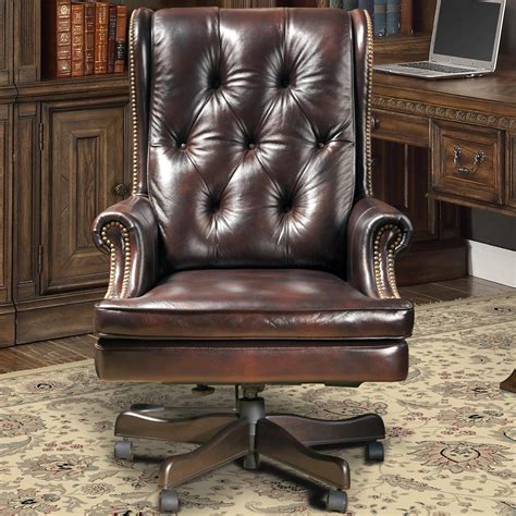 Parker House Prestige Traditional Leather Desk Chair With Tufting And