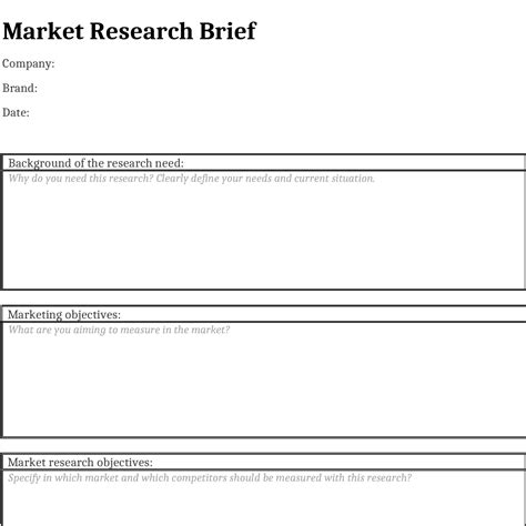 Market Research Brief Templatemarket Research Plannermarke Inspire