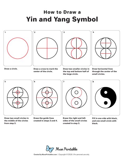 Learn How To Draw A Yin And Yang Symbol Step By Step Free Printable